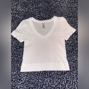White ribbed crop short sleeve